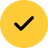 Black checkmark icon inside of a solid yellow circle